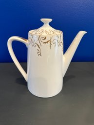 White With Gold Vintage Coffee Pot