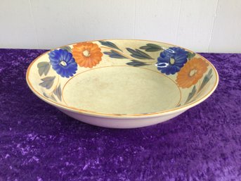 Orange And Blue Floral Serving Bowl Made In Occupied Japan