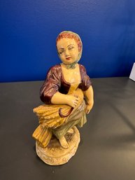 Chalkware Peasant Girl  Italy?