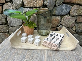 Entertaining Grouping - Tray, Place Card Holders, Napkins, Etc.