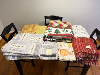 Misc Lot Of Tablecloths, Blankets, And Comforters