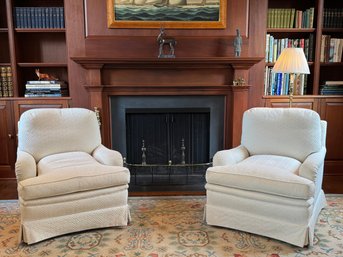 PAIR  Cocheo Brothers Vintage White Swivel Chairs