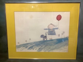 Print Of Girl & Cat Rollerskating By Barbara Davison Alexander