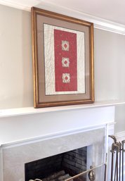 Mixed Media Signed Contemporary Large Collage On Rice Paper In Beveled Gilt Frame