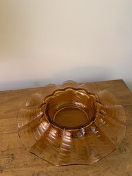 Vintage Fostoria Heirloom Amber Glass Fluted Ruffled Console Bowl
