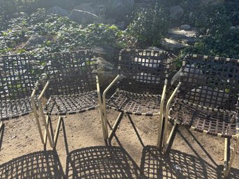 Set Of 4 Brown Jordan Square-Backed Outdoor Arm Chairs