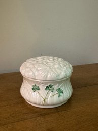 Vintage Belleek Classic Fine Parian China Lidded 'Daisy' Shamrock Trinket Box #1936