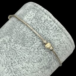 (S3) Italian Sterling Silver Ankle Bracelet With Bead Accents