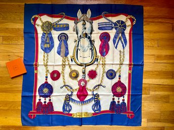 Hermes Frontaux Et Cocardes Silk Scarf & Hermes How To Fold A Scarf Booklet