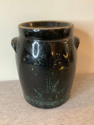Black Glazed Pottery Crock