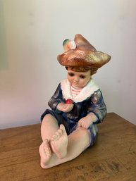 Antique German Bisque Porcelain Seated 'Piano Baby' Boy In Sailor Suit & Hat- Male