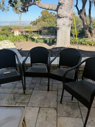 Set Of 4 Frontgate Faux Wicker Arm Chairs