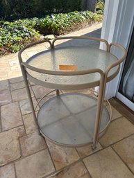 Brown Jordan Round Two-Tiered Outdoor Bar Cart