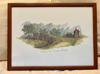 Pen & Ink Depiction Of Lisle Aux Coudres, Quebec, Signed