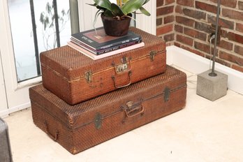 Singapore Import Vintage Rattan Decorative Suitcases