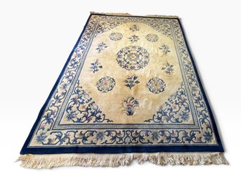 Vintage Hand-knotted Chinese Peking/art Deco Wool Rug