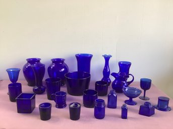Mixed Blue Glass Lot