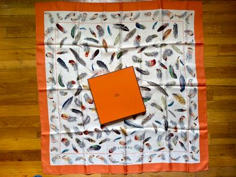 Vintage Hermes Plumes Silk Scarf