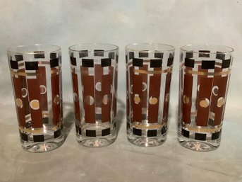 MCM Hazel Atlas Brown & Black Tumbler Glasses