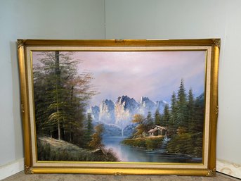 Stunning Signed Landscape Scene Original Oil On Canvas Painting