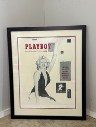 Large Hugh Hefner Signed 1st Issue Of Playboy Limited Edition Lithograph Featuring Marilyn Monroe