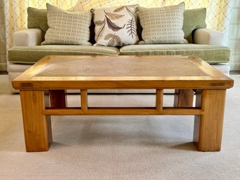 Vintage Chinese Cocktail Table With Rattan Inset Detailing