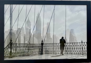 A Framed Brooklyn Bridge View By Paul Himmel Gelatin Silver Print (American 1914-2009)