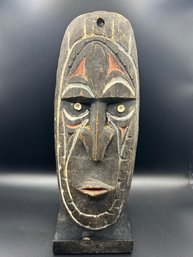 Vintage Diminutive Carved Wood Papua New Guinea 'SEPIK' Tribe Mask On Stand