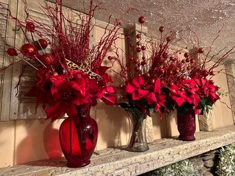 3 Holiday Arrangements - Red Motif
