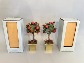 Pair Of Restoration Hardware Magnolia Pomegranate Topiaries