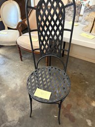 Wrought Iron Lattice Arched High Back Chair