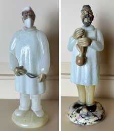 Two Blown Glass Doctor Figurines