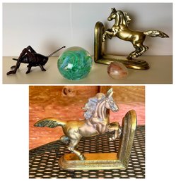 Brass Book Ends, Bug Decor, Paper Weight