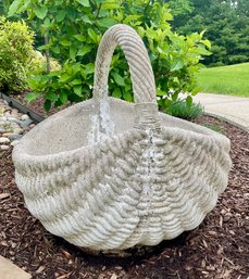 Vintage Concrete Woven-Look Garden Basket Planter