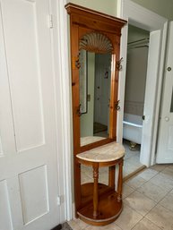 Beautiful Pine Wood Hall Tree With Marble Top