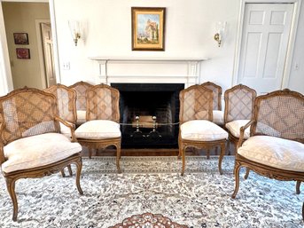 Set Eight French Provincial Louis XV Style Dining Chairs