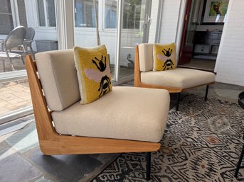 Crate & Barrel 'Kinney' Collection Teak Lounge Chairs