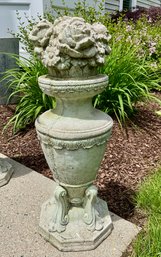 Windy Lowe Concrete Garden Urn With Floral Top Finial Lot #1