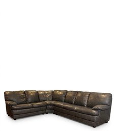 Natale Slate Gray Leather Sectional Made In Italy