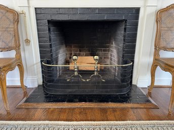 Brass Fireplace Fender & Andirons