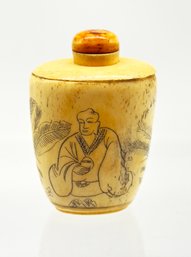 Vintage Hand Carved Bone Snuff Bottle