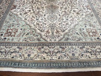 Large 15 X 9.5 Persian Carpet With Animal & Botanical Motif