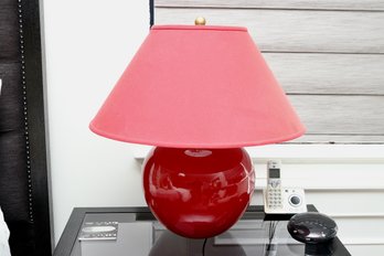 Bold Red Spherical Table Lamp With Matching Shade