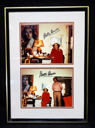 A Pair Of Bette Davis Autographed Photos Wearing Red Dress-Professionally Framed & Matted 15 X 21'