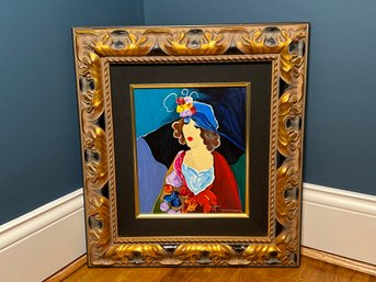 Itzchak Tarkay 'Debbie' Framed Hand Embellished & Pigment Signed Framed Serigraph