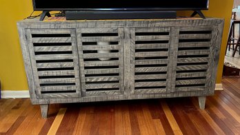 Gray Wood Media Console, Credenza With Storage