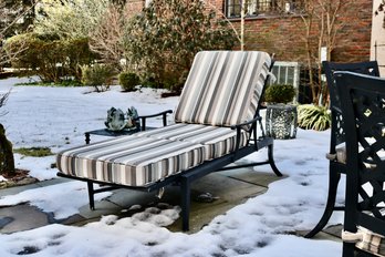 Kreiss Montorro Luxury Outdoor Furniture Chaise Lounge Chair With Striped Cushions $3,975.00
