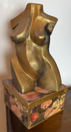 Plaster Nude Sculpture On Box