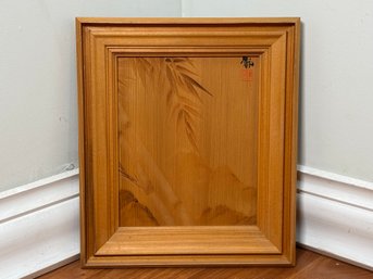Vintage Asian Pyrography Wood Art – Bamboo Motif With Character & Red Seal