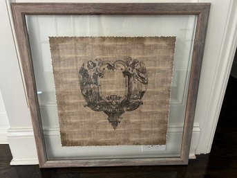Antique Style Printed Linen In Floating Glass Frame - Version Two